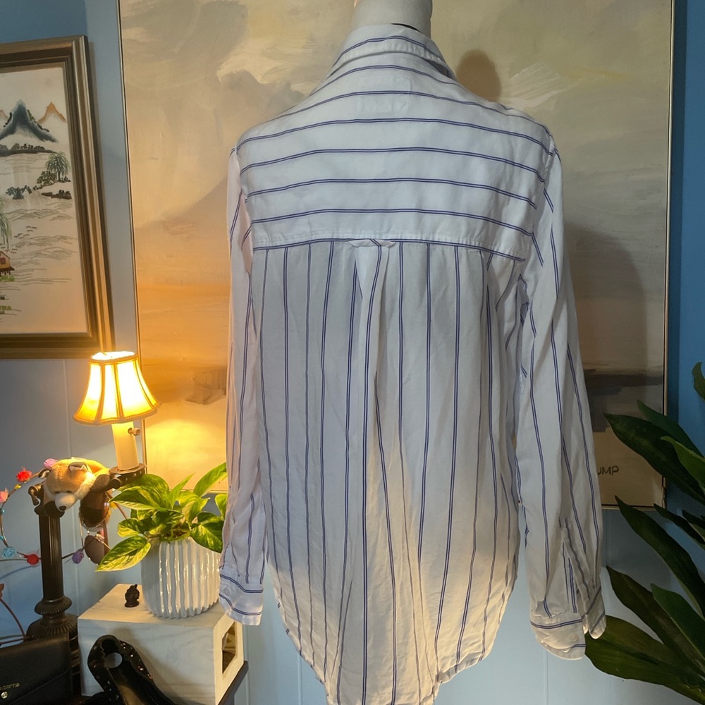 Rails White Shirt with Blue Stripes - Picture 3 of 8